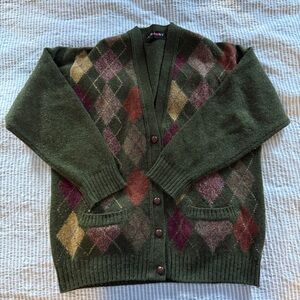 Irish Argyle Wool Cardigan